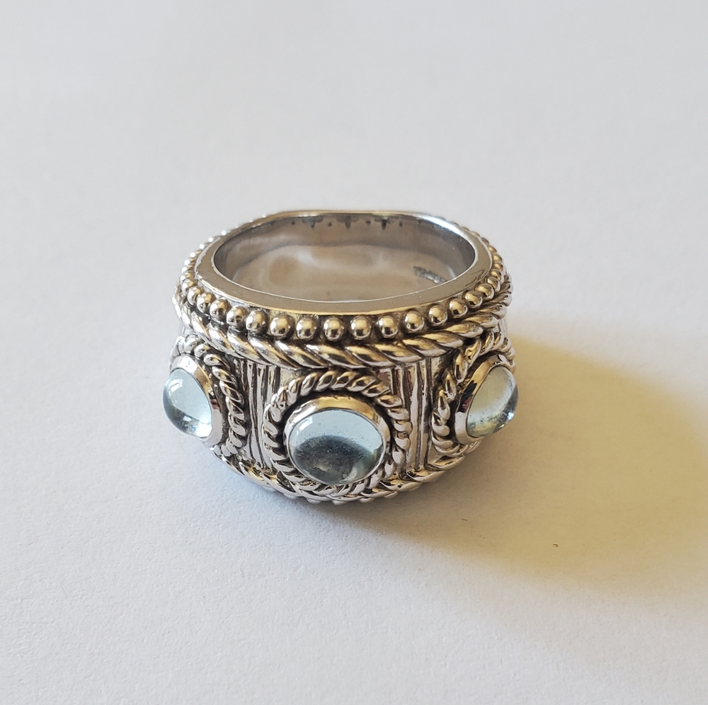 Judith Ripka Sterling And Blue Topaz Ring, Sz 6.5 - Picture 3 of 9